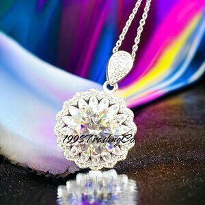 5 Ct S925 Sterling Silver Platinum Plated Necklace Luxury Wedding Anniversary